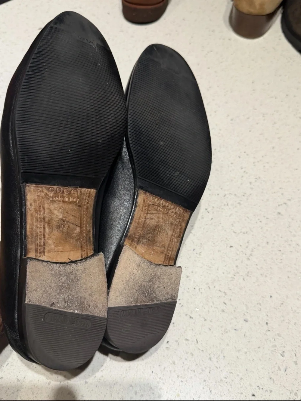 Gucci Black Leather Men’s Loafers with Green-Red Web and Gold Bit